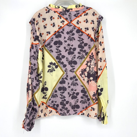 NWT Sanctuary Fade Into You Floral Blouse Sz M Patchwork Long Sleeve Multicolor - Picture 7 of 12